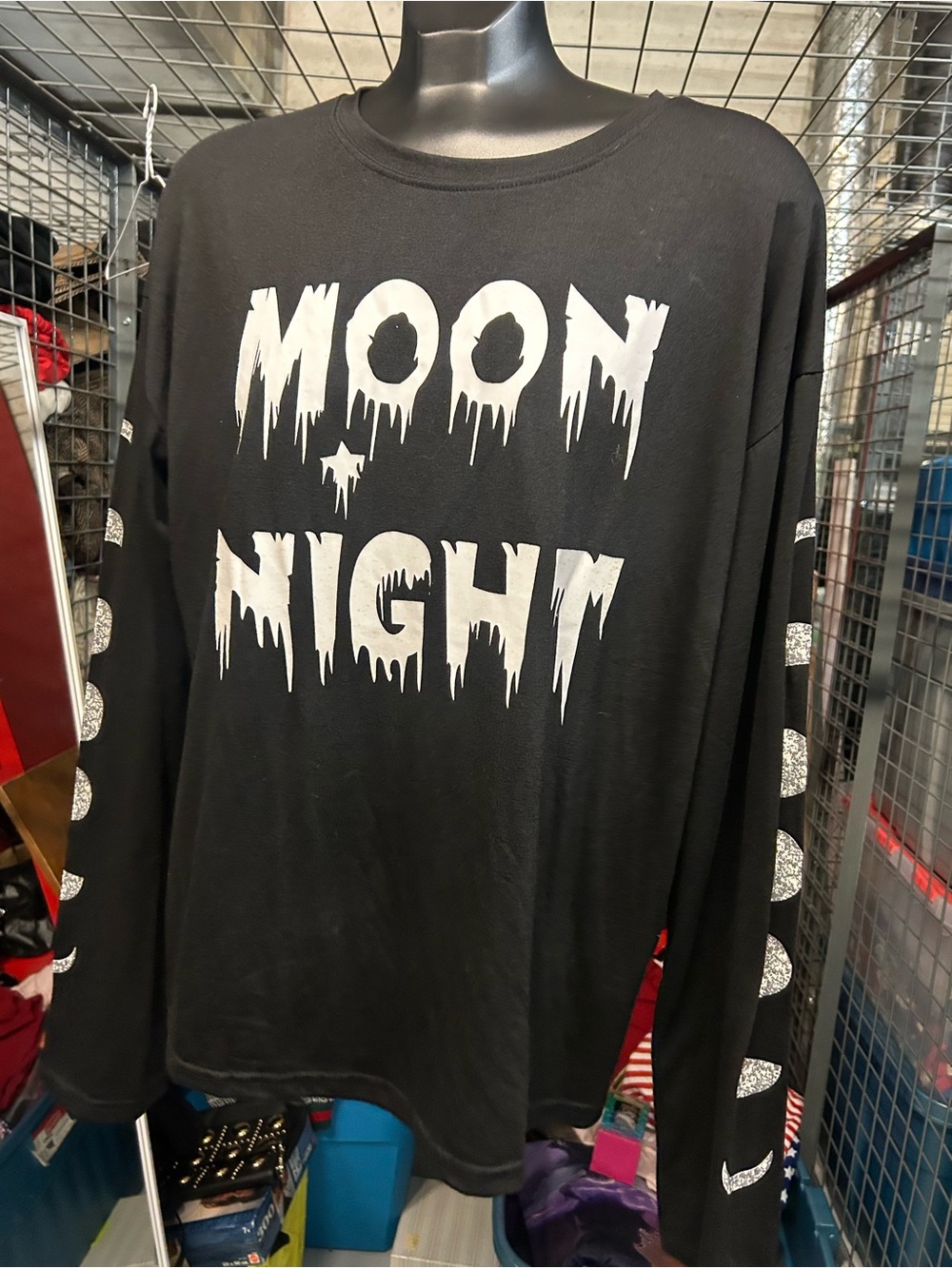 DOLLS KILL Moon Night Black Graphic Long Sleeve Tee L